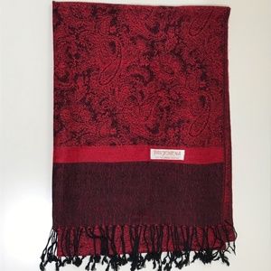 Pashmina Deep Red & Black Scarf